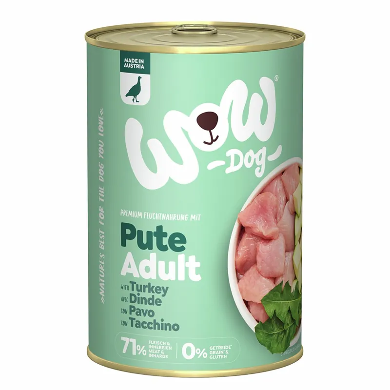 Sparpaket 6 x 400 g Wow Adult Pute mit Zucchini + Löwenzahn Hunde Nassfutter Preisreduziert
